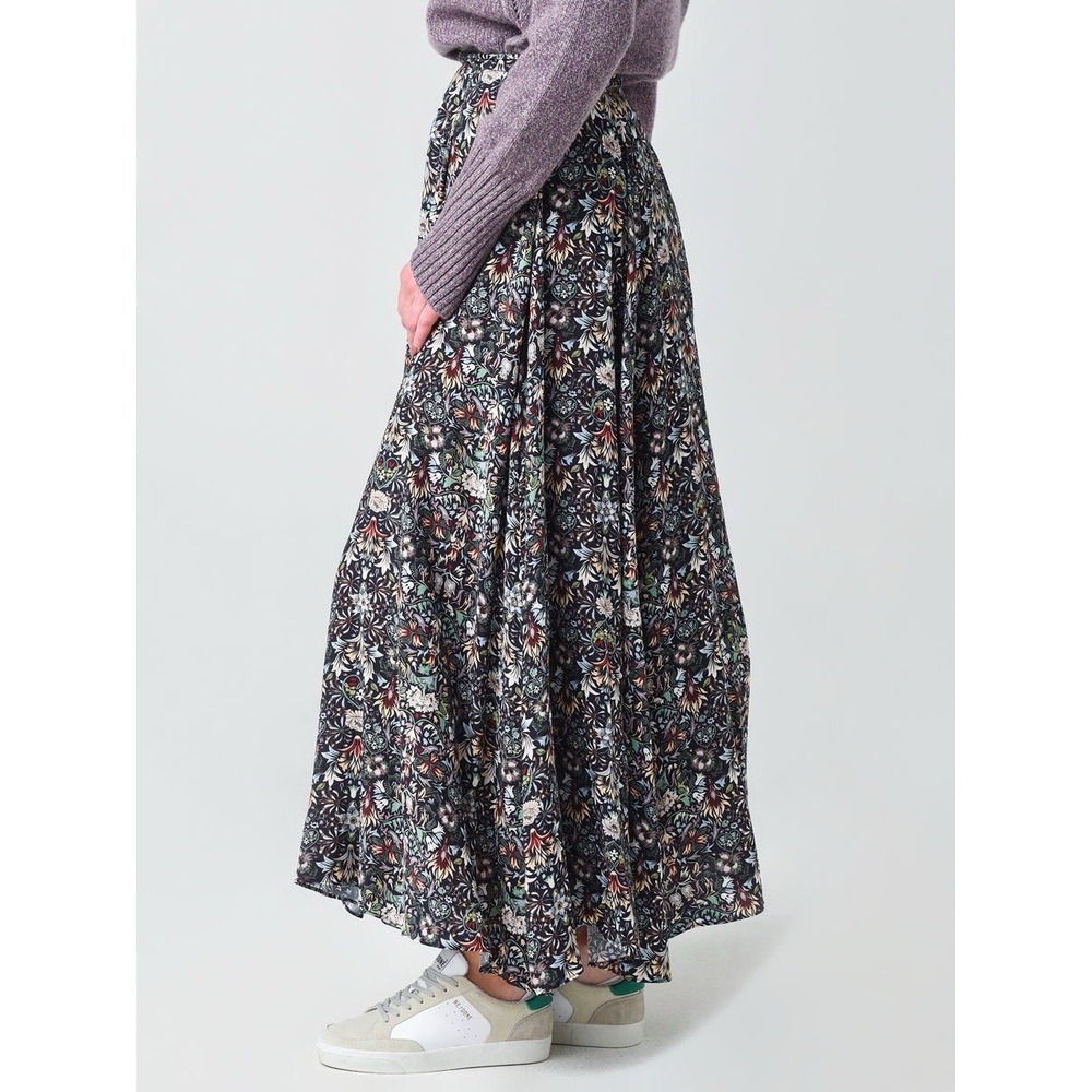 Zadig‎ & Voltaire Joyo Kaleido Maxi Skirt Floral Pleated Zip Handkerchief Hem
